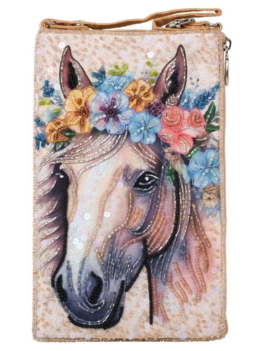 NWT! Stay Wild CLUB BAG, Embroidered and beaded horse motif